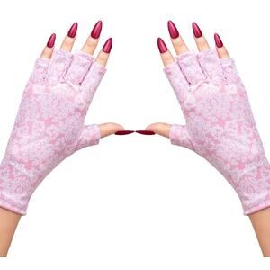 MelodySusie Pink Lace UV LED Shield Manicure Fingerless Gloves‎ UFP 50+ O/S NWT